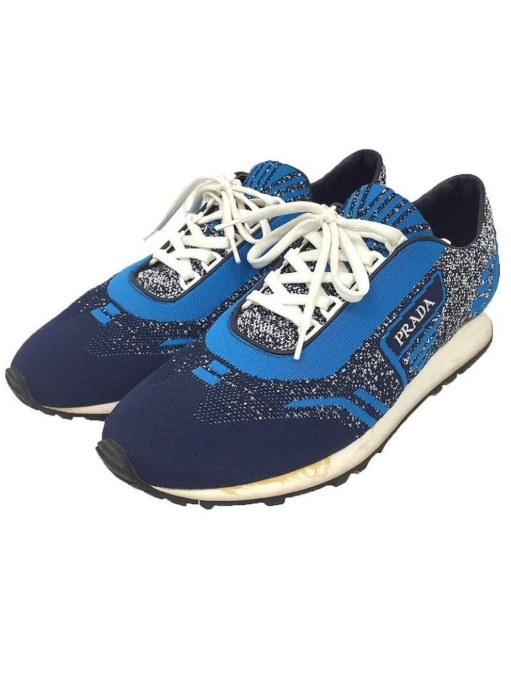 Prada Sneakers 7.5 Size Navy Blue Knit Shoes